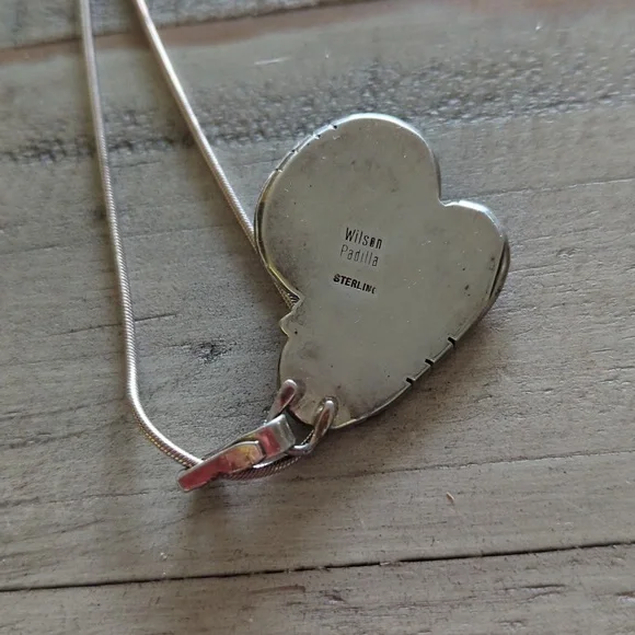 Vintage Native American Navajo Turquoise Pendant Wilson Padilla - Picture 6 of 10